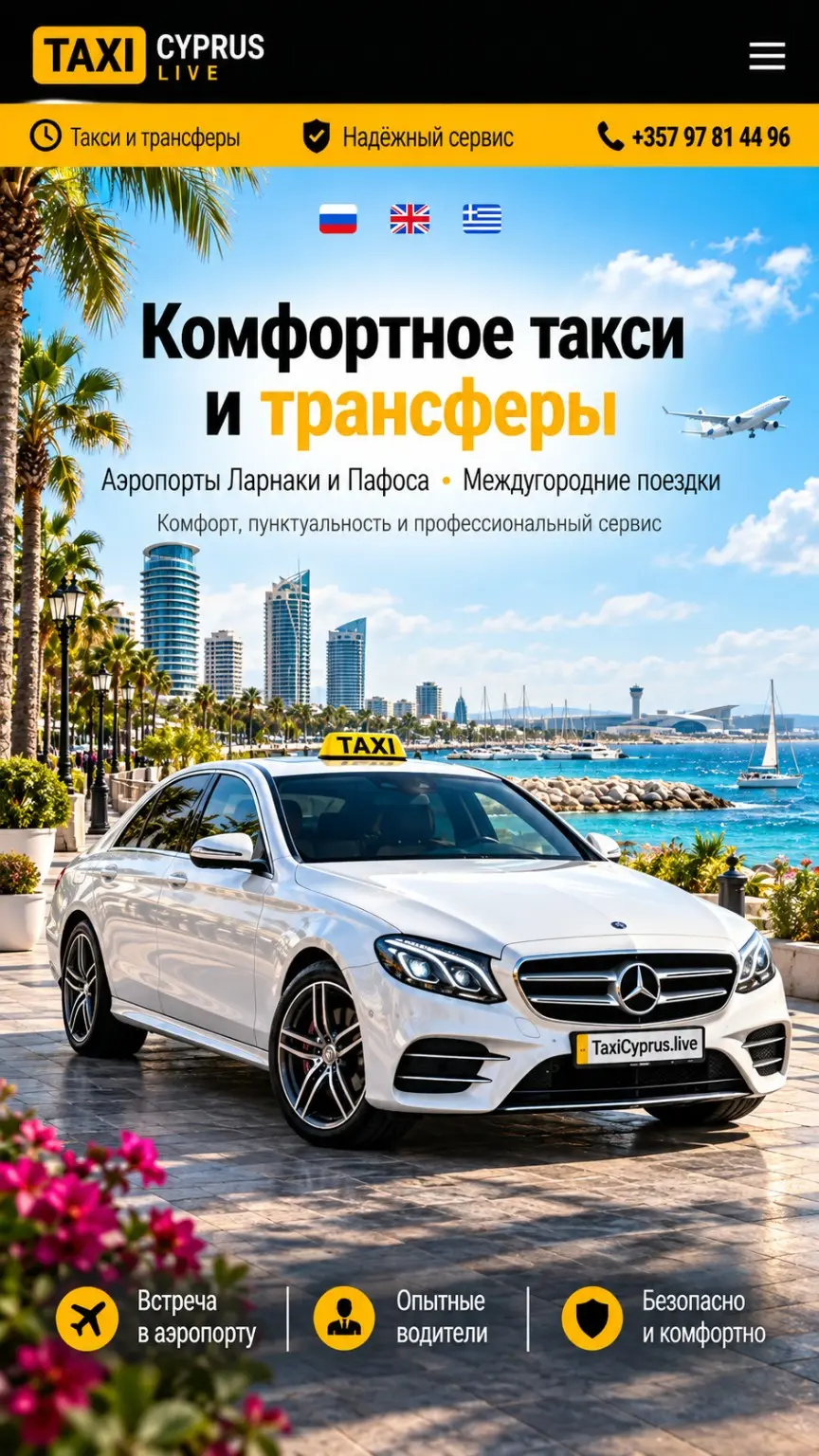 Такси в Лимассоле и трансферы по Кипру - Аэропорты Ларнаки и Пафоса • Междугородние поездки
